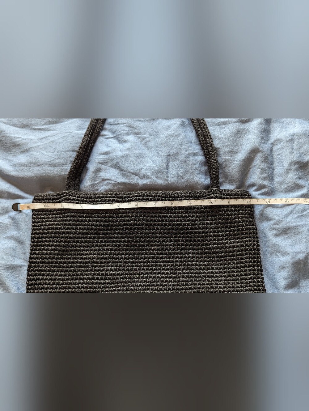 The Sak Black Crochet Tote with Branded Silver Tag
